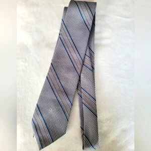 CHRISTIAN DIOR vintage men's gray blue red white striped career office necktie